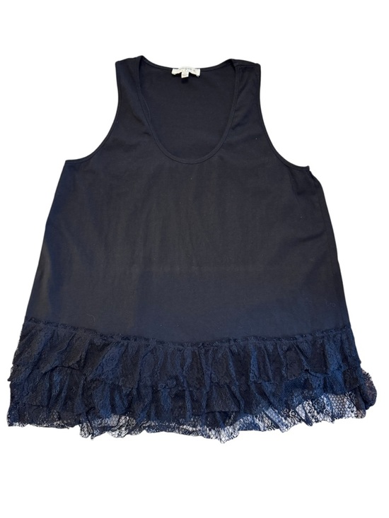 Umgee Black Sleeveless Flared Lace Trim Tank Top Size 1X - Picture 2 of 10